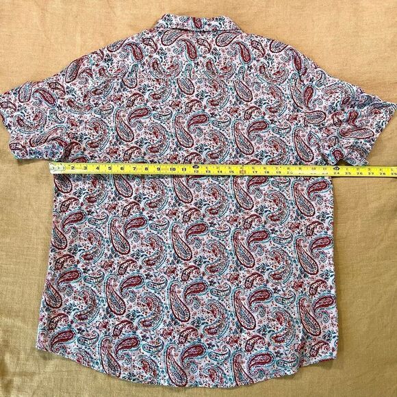 Vatpave‎ Men's Multicolor Paisley Allover Print Short Sleeve Shirt Size Large - Picture 4 of 4